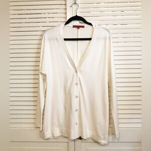 Ryan Roberts White Button Down Lightweight Cardigan Small